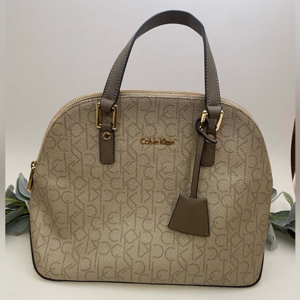 NWOT Grey Calvin Klein Signature Dome Satchel